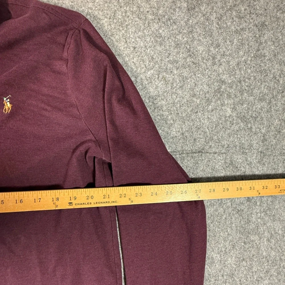 Polo Ralph Lauren Polo Shirt Mens Large Burgundy Long Sleeve Classic Fit Cotton
